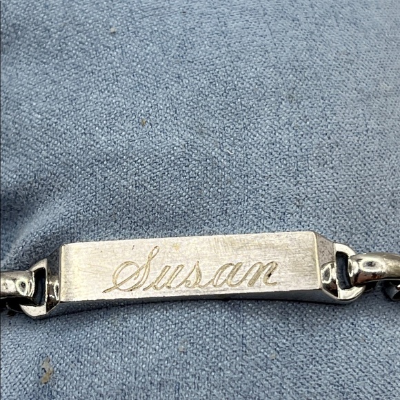 SUSAN Engraved ID bracelet Sterling Silver Bracelet Lamode Silver Vintage - Picture 4 of 12
